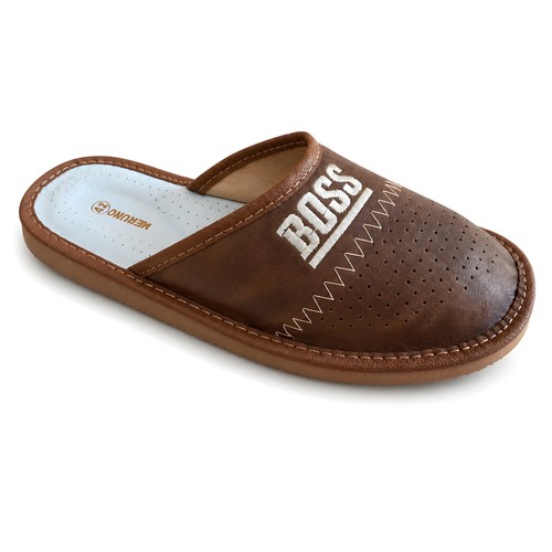 Herren hausschuhe leder braun - hausschuhe,